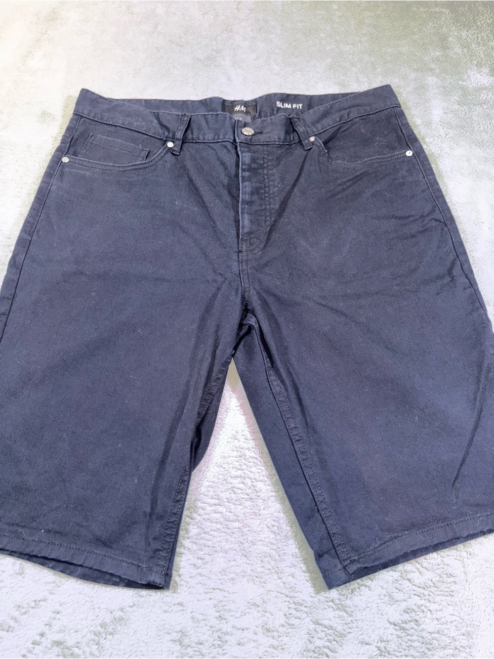 H&M Slim Fit Denim Shorts Black Gray Wash Size 32